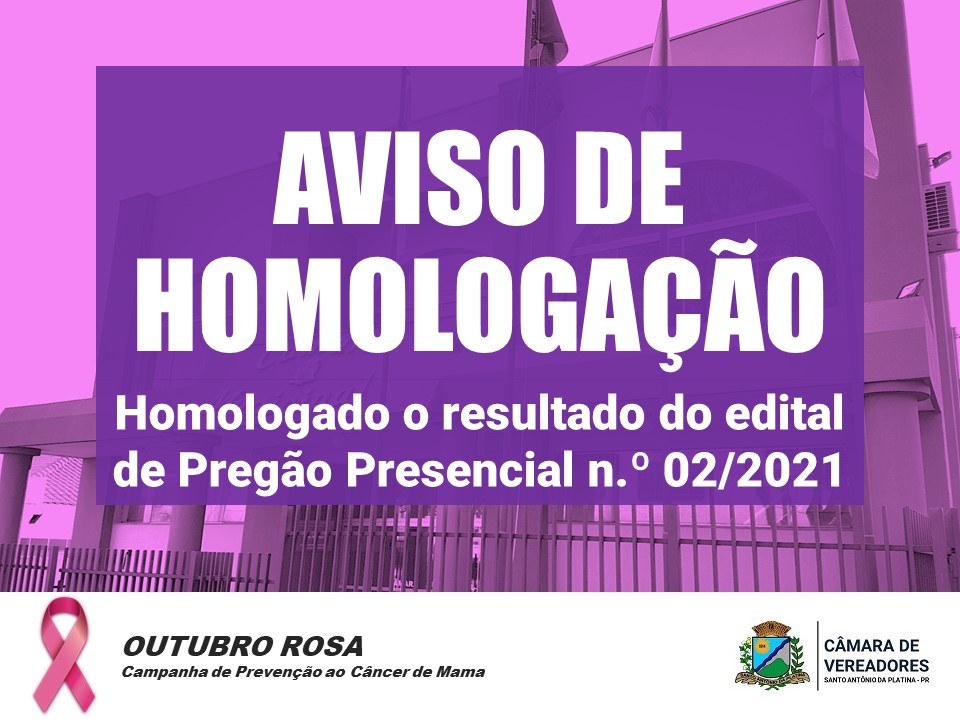 Aviso de Homologação – PP 02/2021