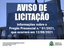 AVISO DE LICITAÇÃO – Pregão Presencial n.º 01/2021